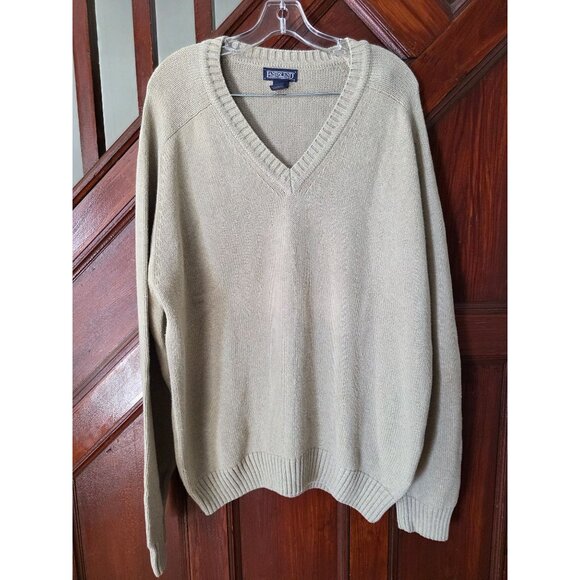 Vtg Lands End Mens Beige Cotton V-Neck Sweater Size L - Picture 2 of 5